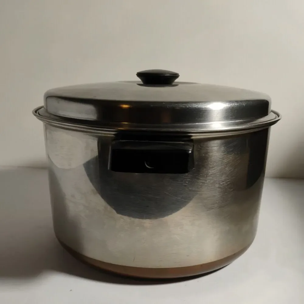 Vintage Eckoware Thick Copper Bottom 5qt Stock Pot  W/Lid  Chicago/39  USA